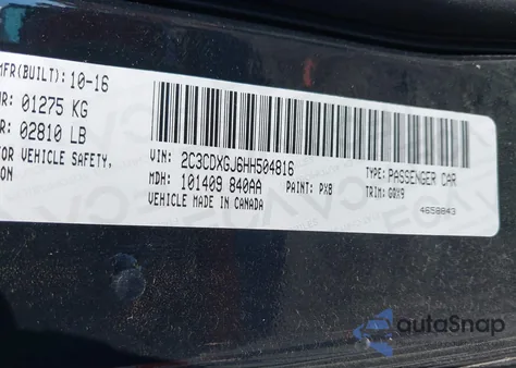 2017 Dodge Charger R/T Scat Pack Rwd z USA, uszkodzony, nr VIN 2C3CDXGJ6HH504816